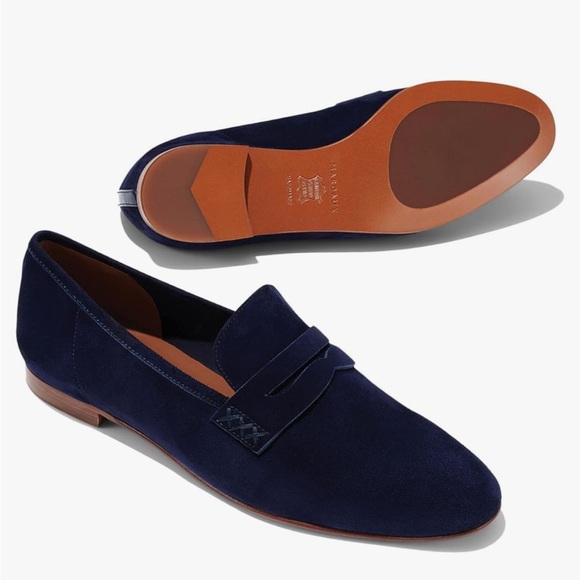 Margaux Penny Suede Navy Deep Blue Loafers | New | 41W - Picture 4 of 13